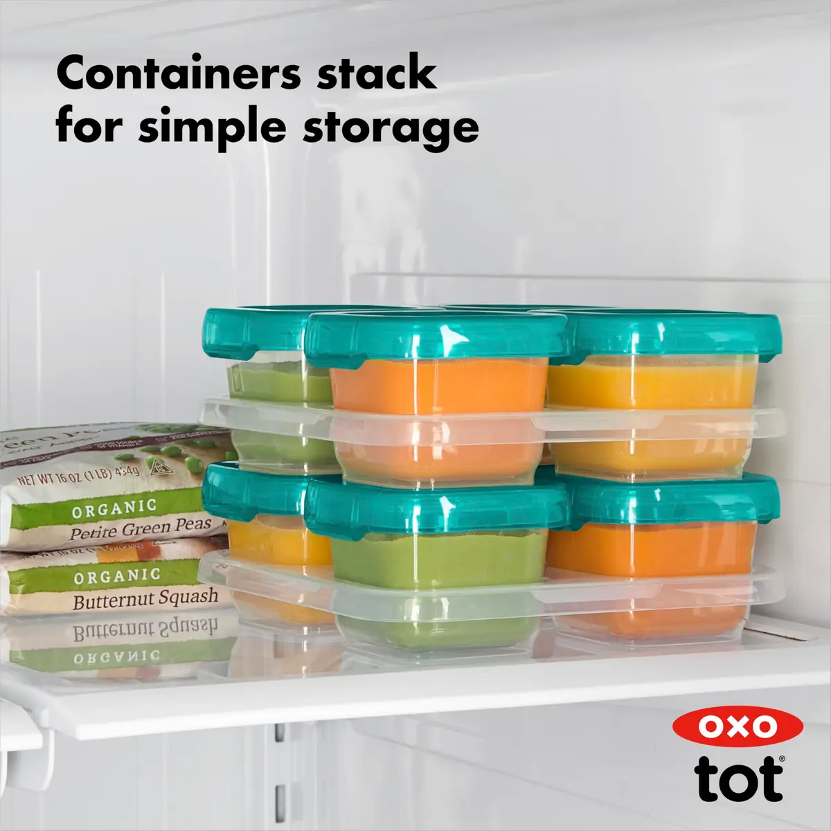 OXO Tot Baby Blocks Freezer Storage Containers Teal 120ml (4 Oz) | Airtight & Leak-Proof for Homemade Baby Food - view 5