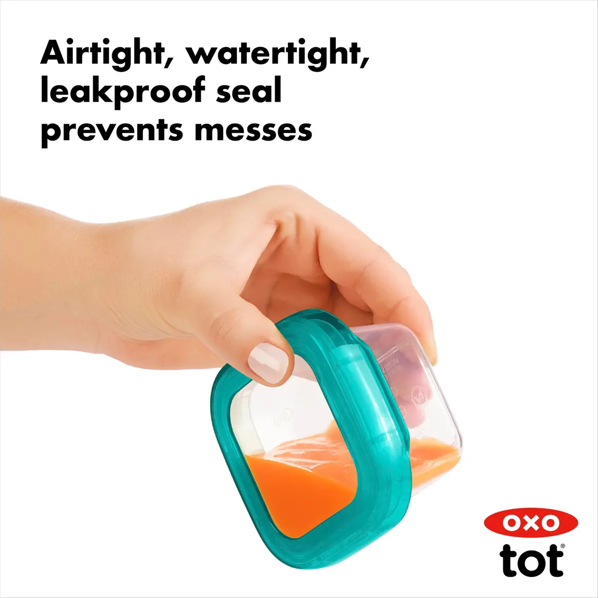 OXO Tot Baby Blocks Freezer Storage Containers Teal 120ml (4 Oz) | Airtight & Leak-Proof for Homemade Baby Food - view 6