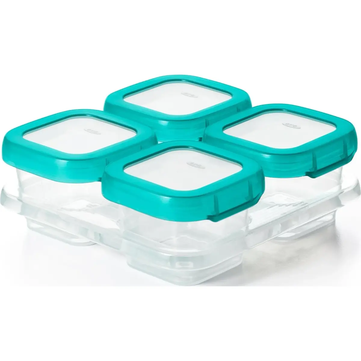 OXO Tot Baby Blocks Freezer Storage Containers Teal 120ml (4 Oz) | Airtight & Leak-Proof for Homemade Baby Food - main product image