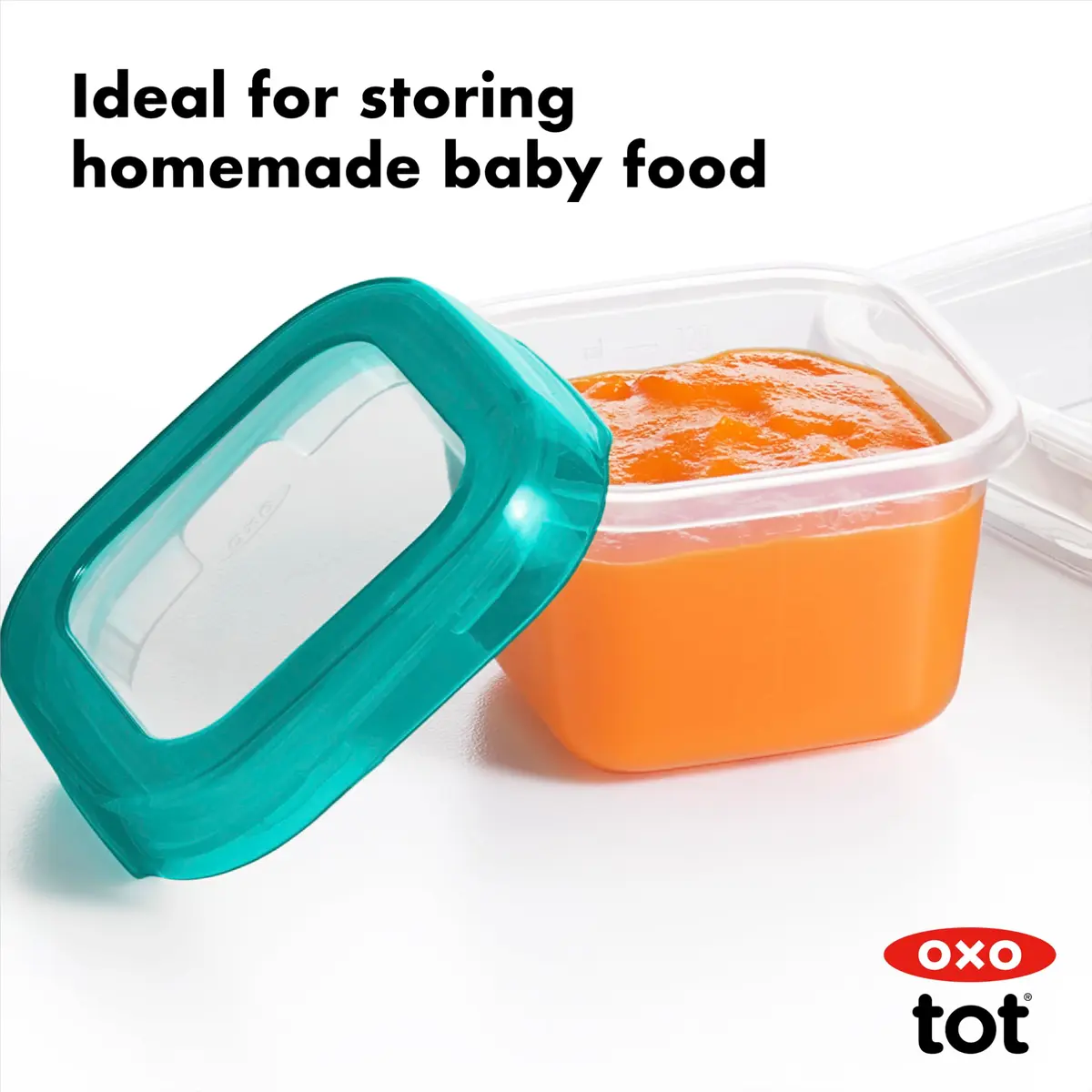 OXO Tot Baby Blocks Freezer Storage Containers Teal 120ml (4 Oz) | Airtight & Leak-Proof for Homemade Baby Food - view 3