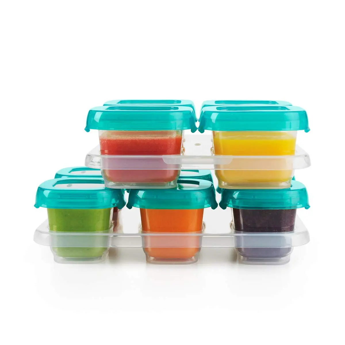 OXO Tot 12-Piece Baby Blocks Set Teal | Airtight & Leakproof Food Storage Containers - main product image