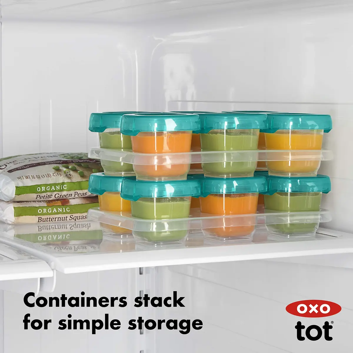 OXO Tot 12-Piece Baby Blocks Set Teal | Airtight & Leakproof Food Storage Containers - view 5