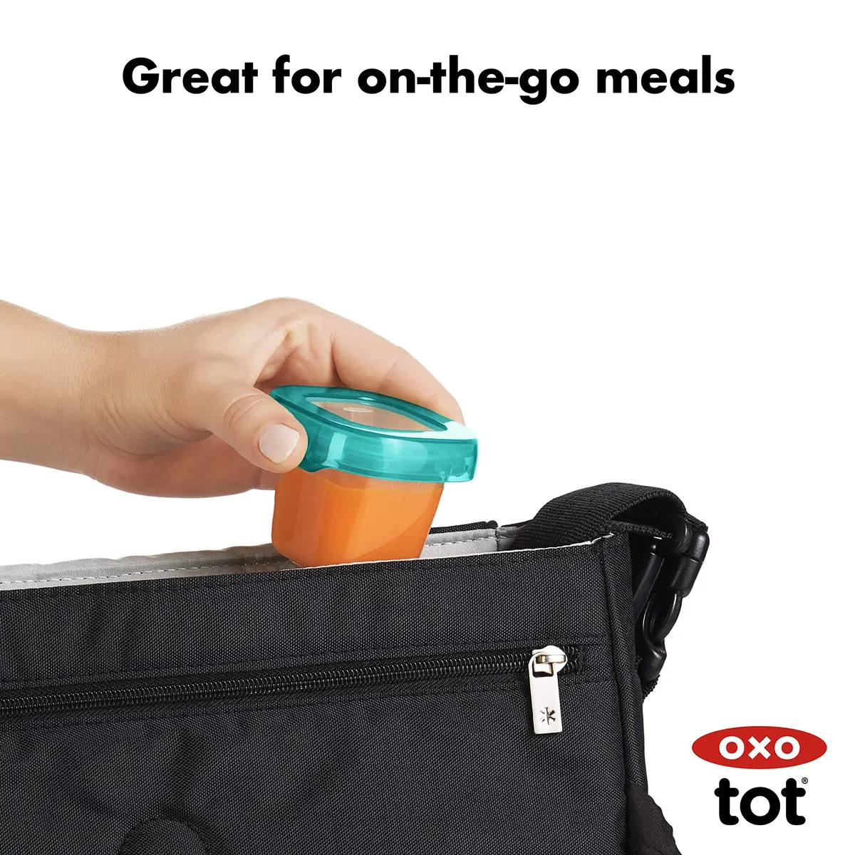 OXO Tot 12-Piece Baby Blocks Set Teal | Airtight & Leakproof Food Storage Containers - view 6