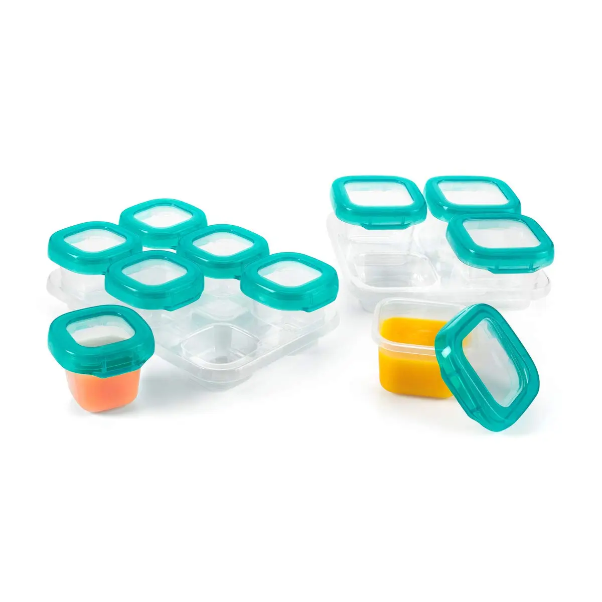 OXO Tot 12-Piece Baby Blocks Set Teal | Airtight & Leakproof Food Storage Containers - view 2
