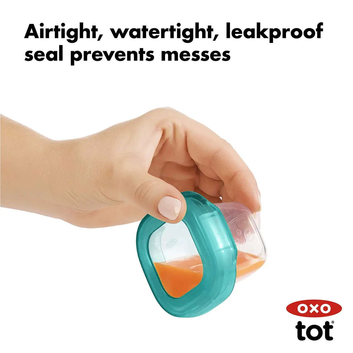 OXO Tot 12-Piece Baby Blocks Set Teal | Airtight & Leakproof Food Storage Containers - view 4