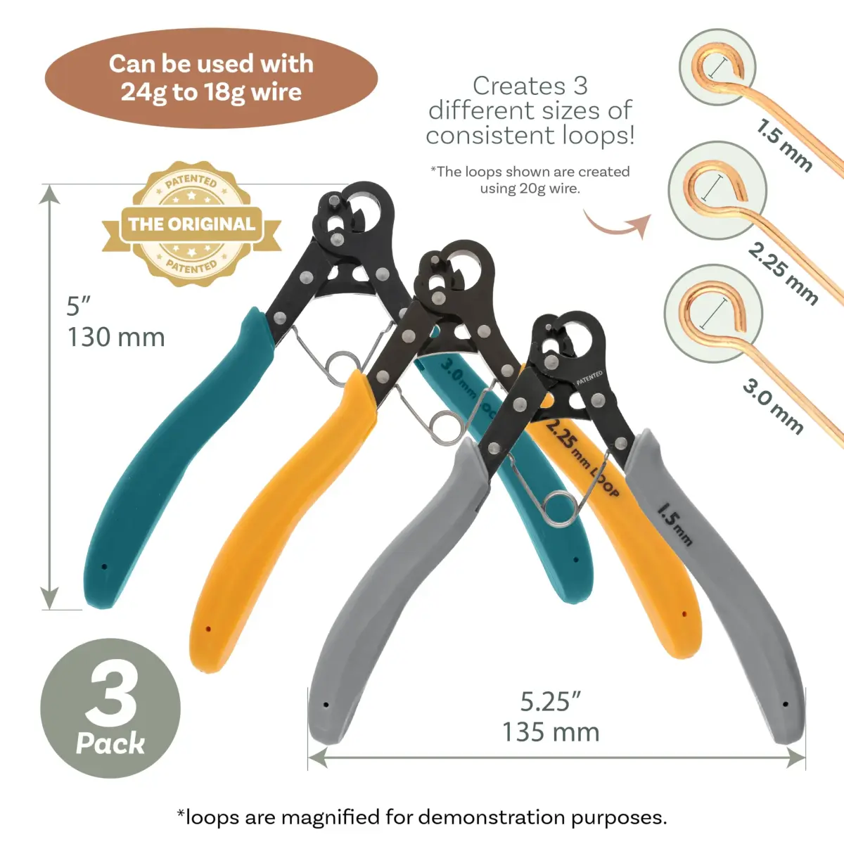 The Beadsmith Original One Step Loopers 3-Piece Combo Pack | Patented Jewelry Making Tool for 24-18g Wire - view 3