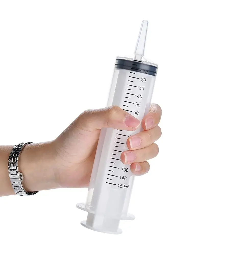 A AKRAF 150ml Large Plastic Syringe with Latex Plunger | Pack of 6 for Labs & Dispensing - view 6