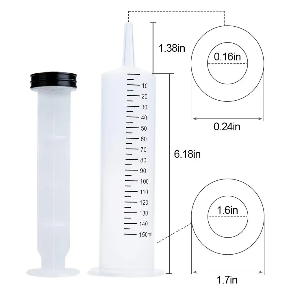 A AKRAF 150ml Large Plastic Syringe with Latex Plunger | Pack of 6 for Labs & Dispensing - view 7