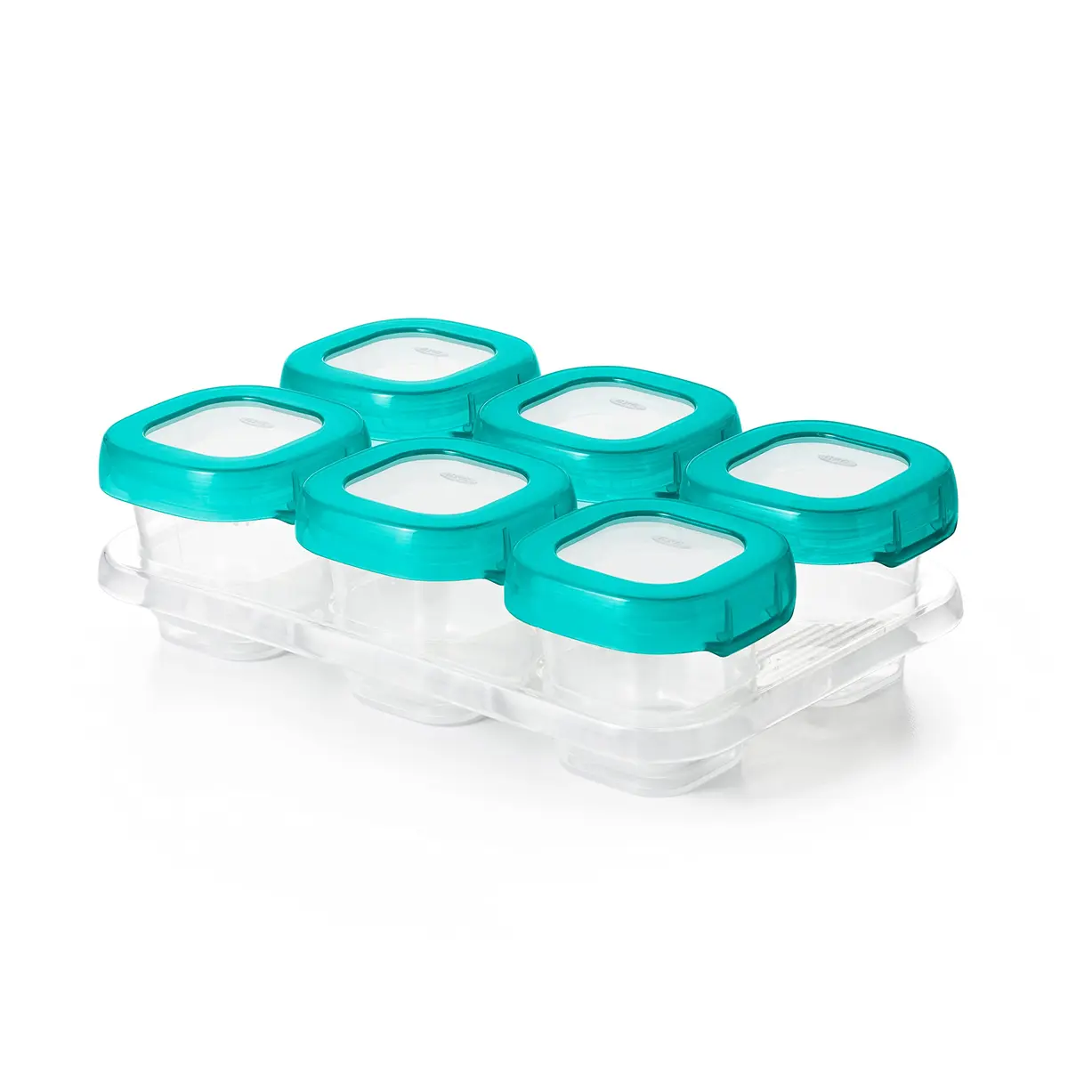 OXO Tot Baby Blocks Freezer Storage Containers 2 Oz (60 ml) - Teal | BPA-Free, Airtight, Leak-Proof - main product image
