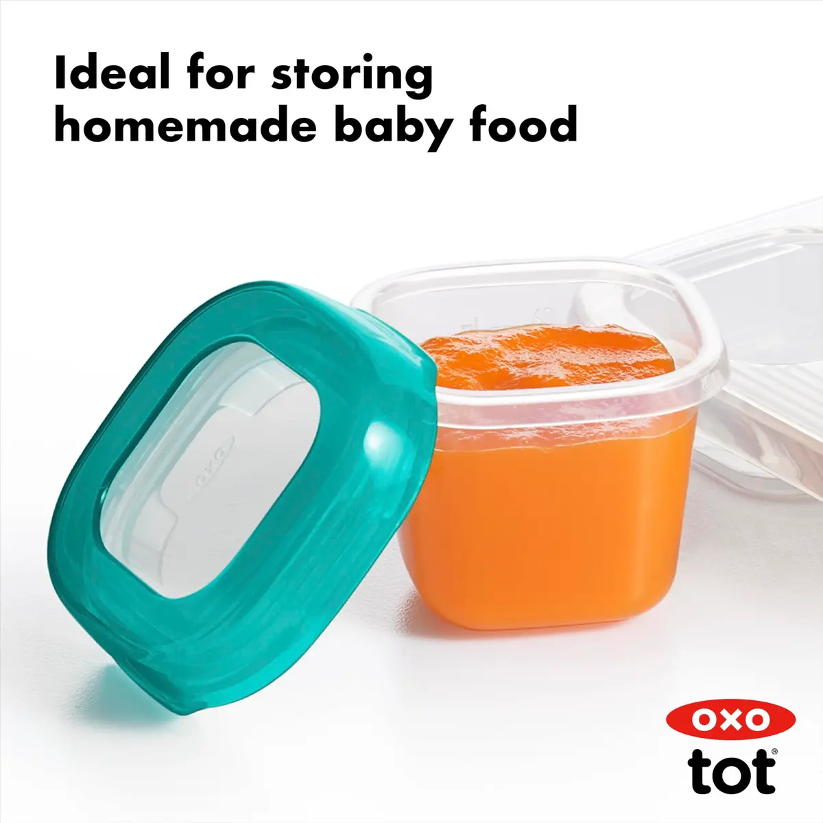 OXO Tot Baby Blocks Freezer Storage Containers 2 Oz (60 ml) - Teal | BPA-Free, Airtight, Leak-Proof - view 5