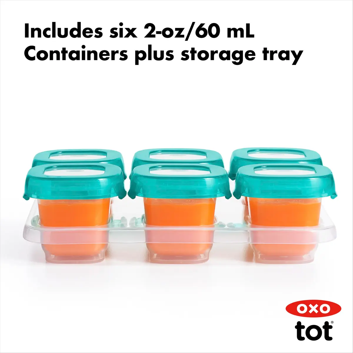 OXO Tot Baby Blocks Freezer Storage Containers 2 Oz (60 ml) - Teal | BPA-Free, Airtight, Leak-Proof - view 7