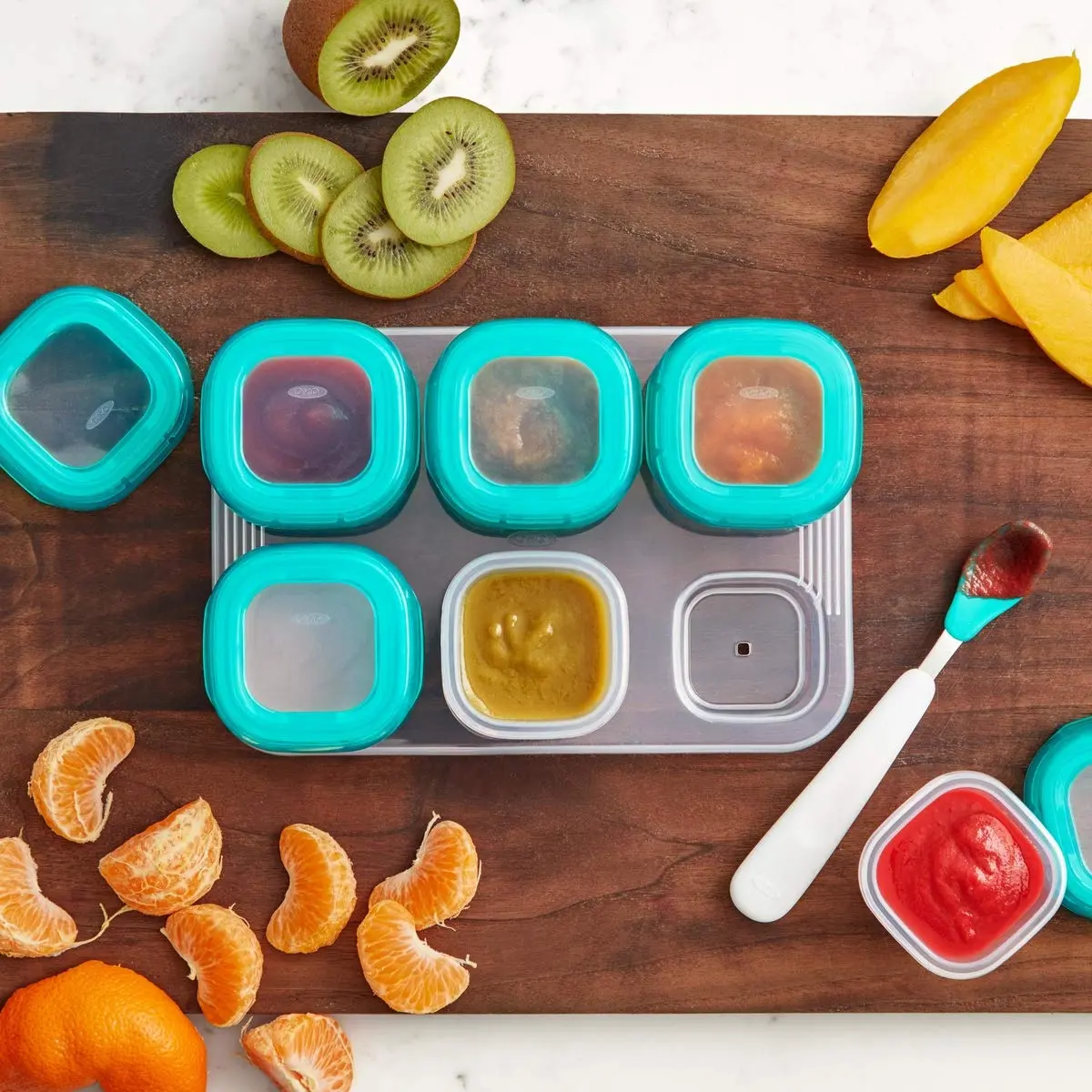 OXO Tot Baby Blocks Freezer Storage Containers 2 Oz (60 ml) - Teal | BPA-Free, Airtight, Leak-Proof - view 2