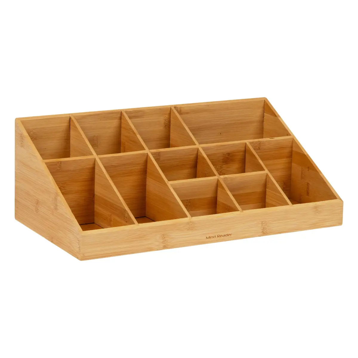 Mind Reader 11-Compartment Condiment Station | 45.72cm (18") Brown Bamboo Coffee Bar Organizer - view 7