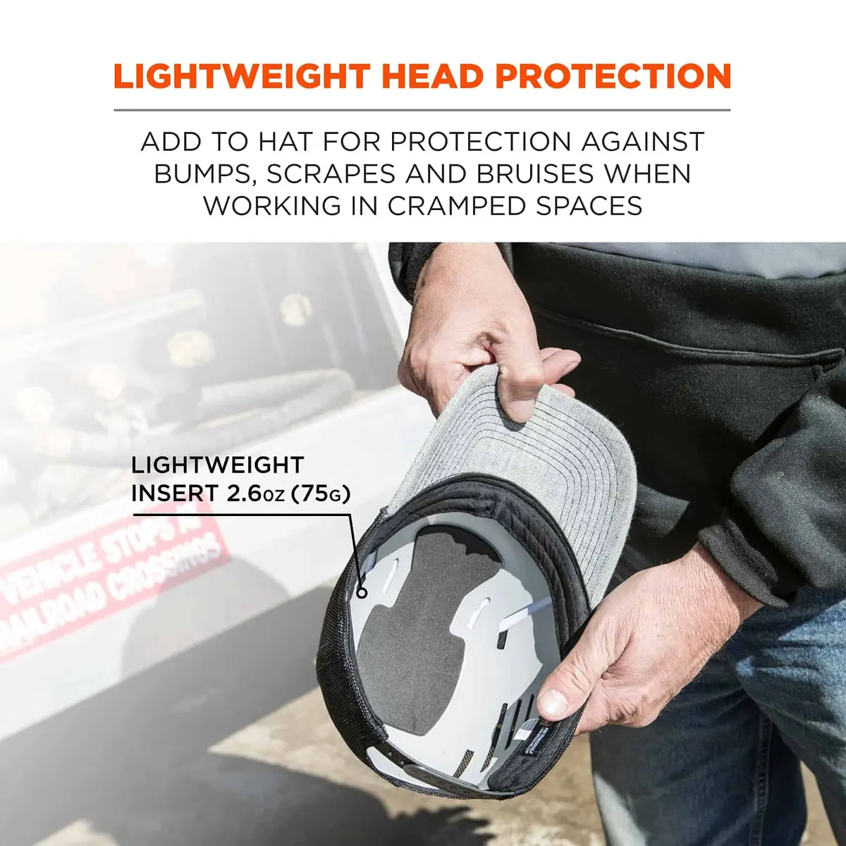 Ergodyne Skullerz 8945 Universal Bump Cap Insert Gray | Lightweight Protection for Any Cap - view 2