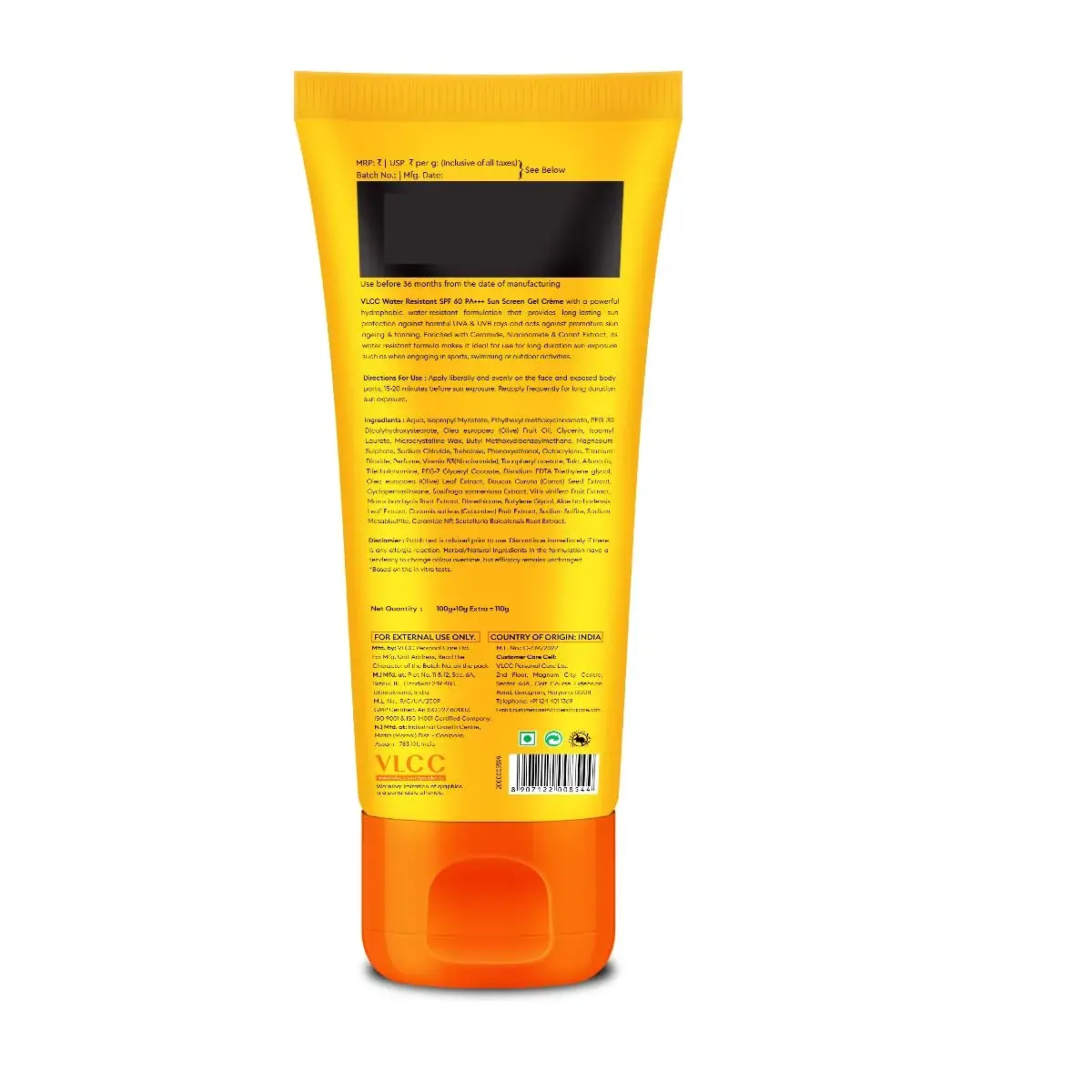 VLCC SPF60 Sunscreen Gel Creme 100gm (3.55 oz) | Water Resistant Formula for All Skin Types - view 8