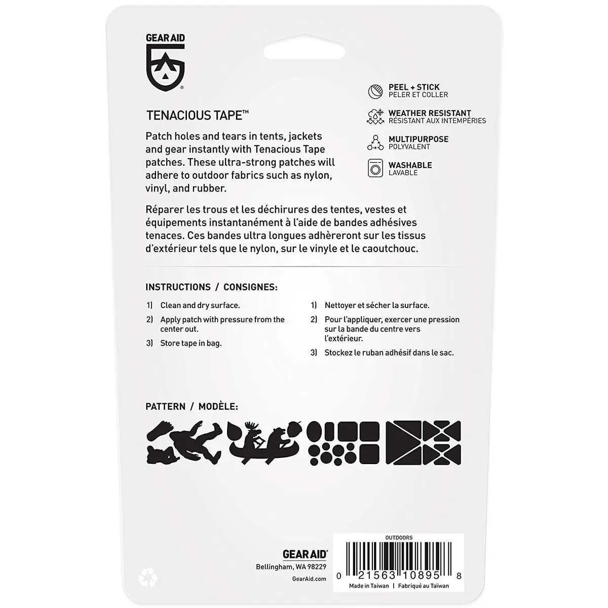 GEAR AID Tenacious Tape Repair Patches – Peel-and-Stick Nylon Gear Patches for Jackets, Tents, Sleeping Bags, Backpacks, Outdoors, 3”x20” | Instant Gear Fix - view 3