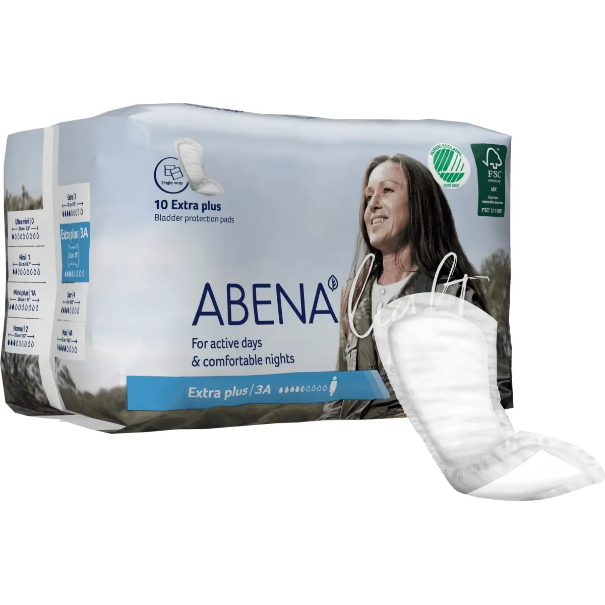 Abena Light Premium Incontinence Pads Size 3A 22fl oz (650ml) | Discreet Protection for Women - main product image