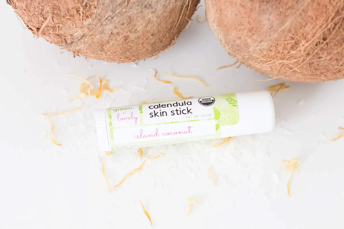 Green + Lovely Calendula Skin Stick Organic Lotion Sticks Island Coconut 29.57ml (1 fl oz) | Certified Organic Moisture Balm - view 4