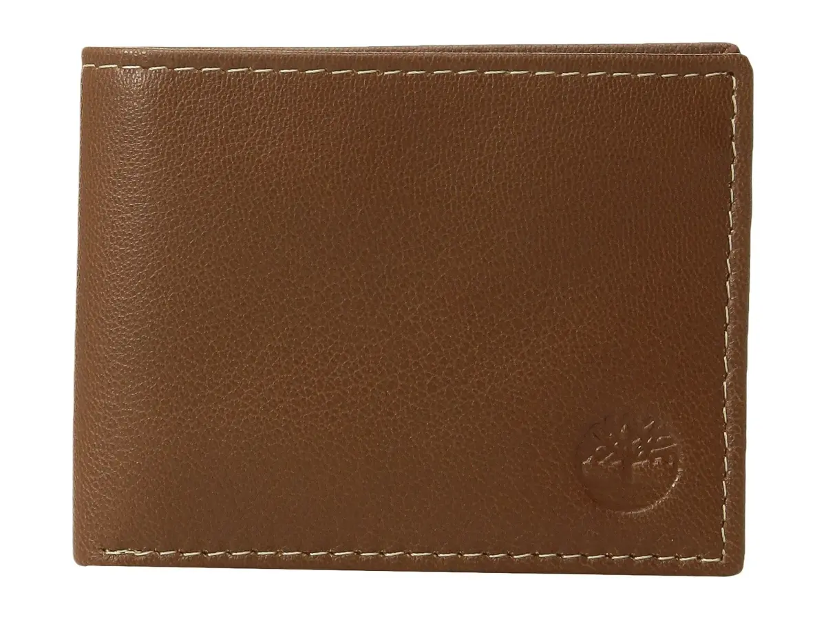 Timberland Men's Blix Slimfold Leather Wallet Tan | Genuine Leather Bifold with 7 Pockets - main product image