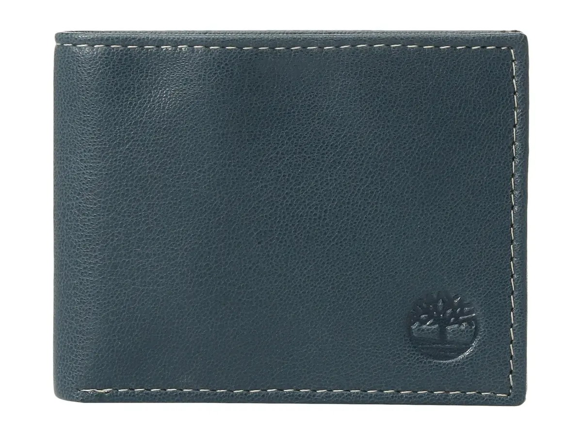 Timberland Men's Blix Slimfold Leather Wallet Navy 8.5cm (3.25") | Genuine Leather Bifold for Daily Use - main product image