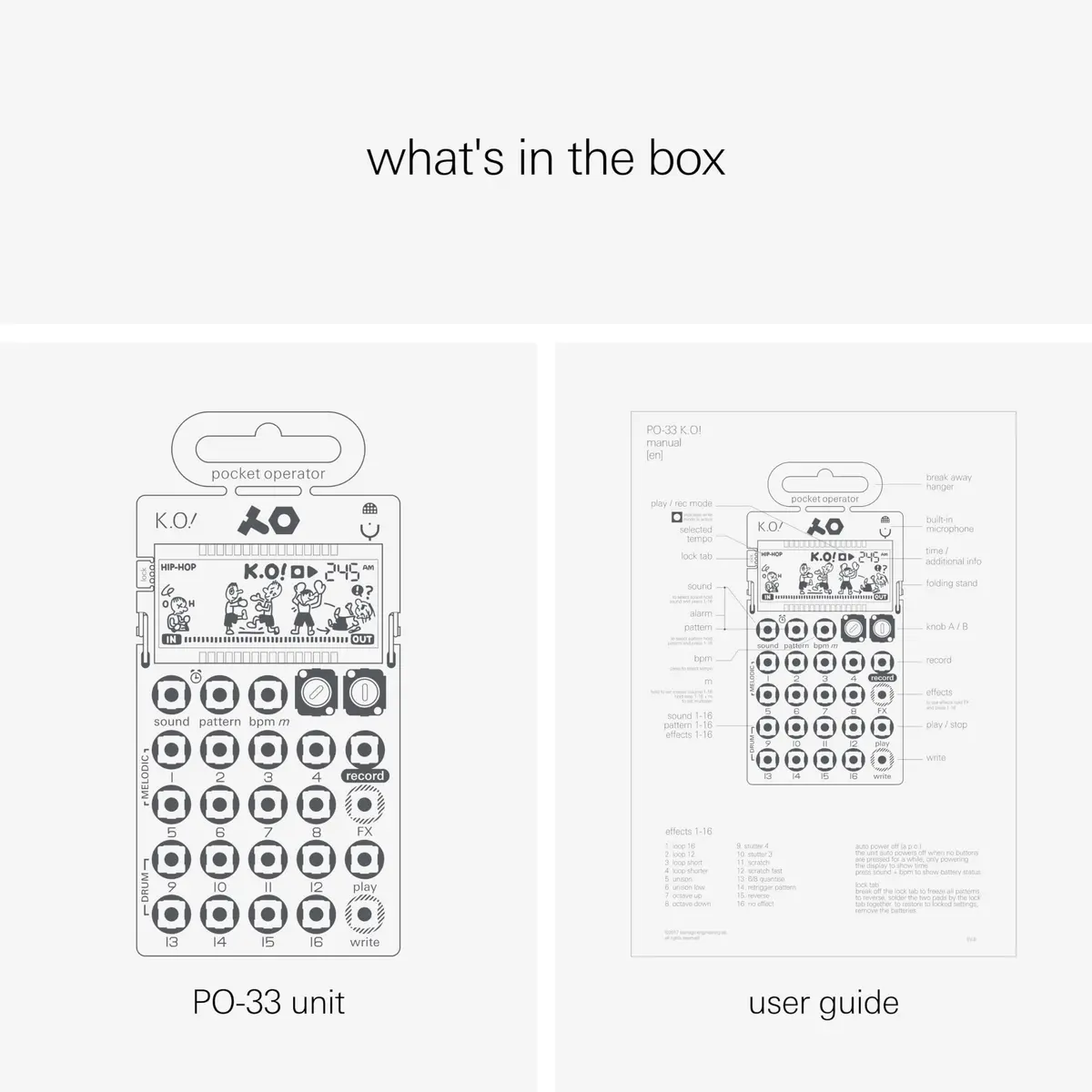 Teenage Engineering PO-33 K.O. Micro Sampler & Drum Machine | 40s Sample Memory, Built-in Mic, Sequencer & Effects - view 5
