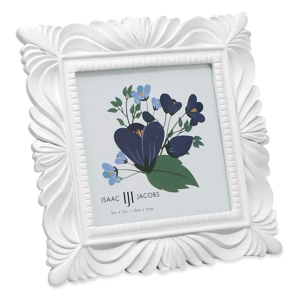 Isaac Jacobs 4x4 White Wave Textured Resin Picture Frame | Elegant Wall & Tabletop Decor - main product image