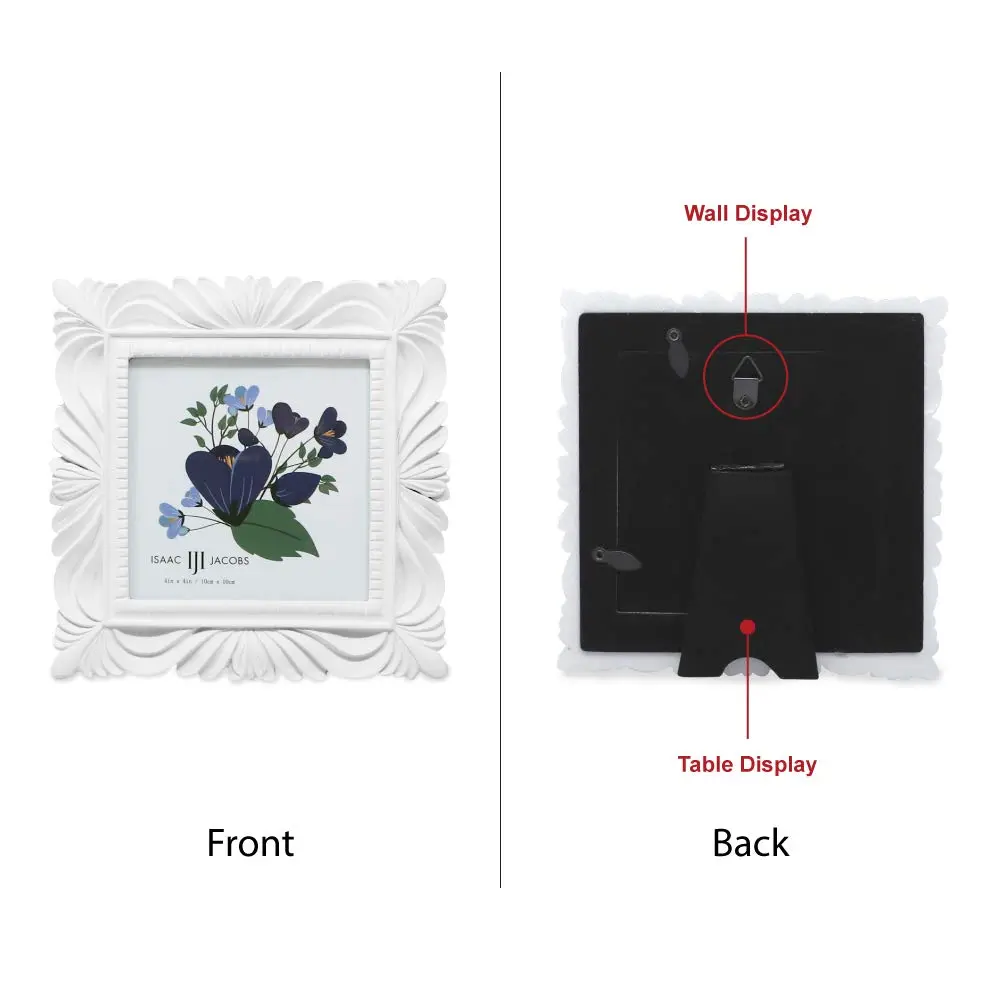 Isaac Jacobs 4x4 White Wave Textured Resin Picture Frame | Elegant Wall & Tabletop Decor - view 2
