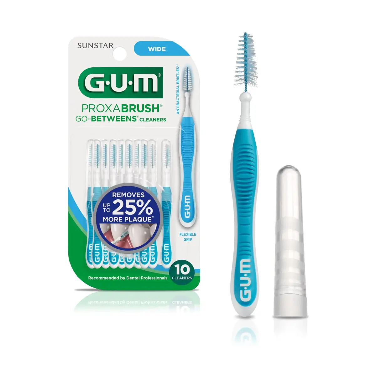 GUM Proxabrush Go-Betweens Wide Interdental Brushes, 10 Count | Clinically Designed for Plaque Removal - main product image