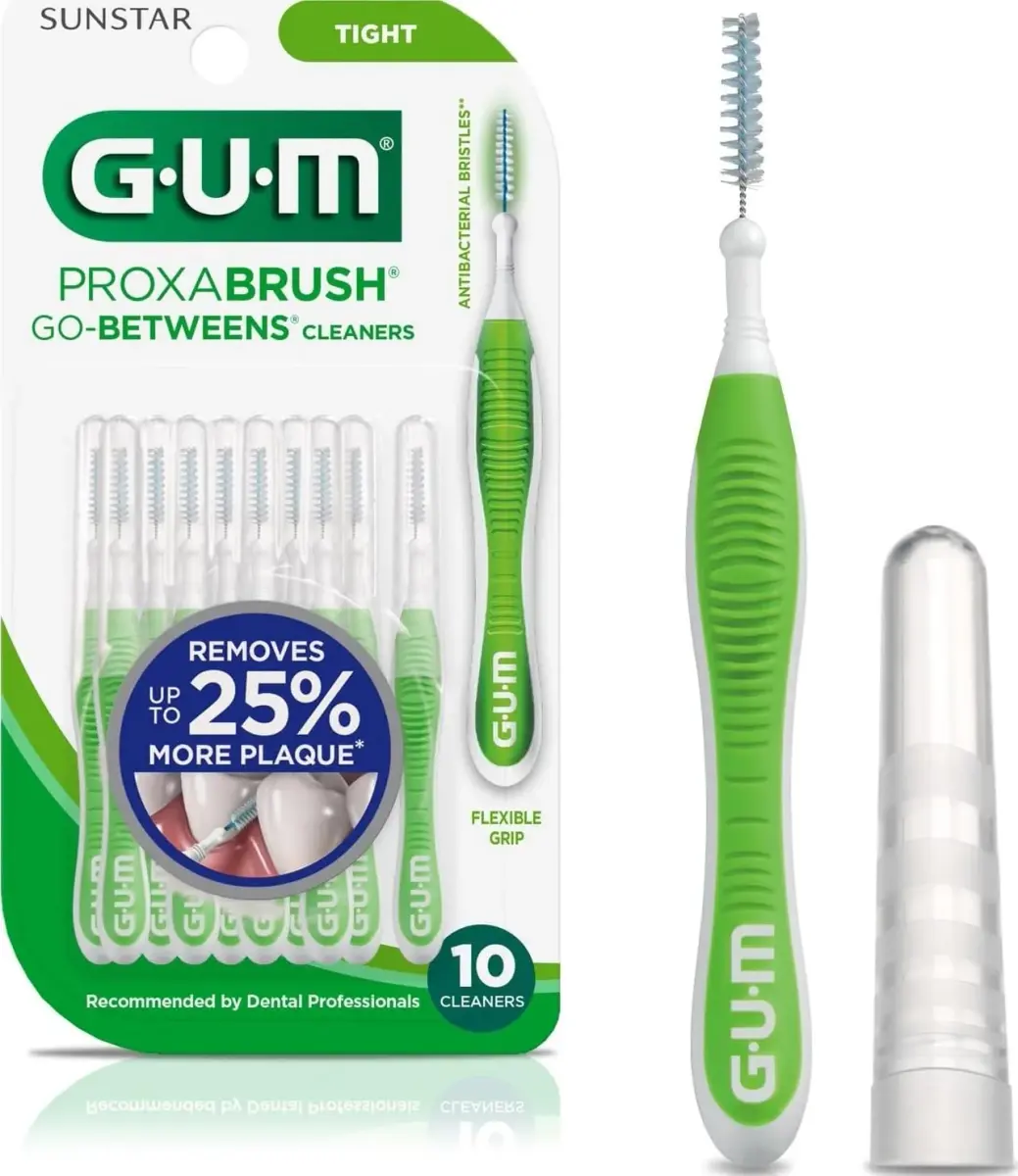 GUM Proxabrush Go-Betweens Tight Interdental Brushes, 10 Count | Clinically Designed for Tight Spaces - main product image