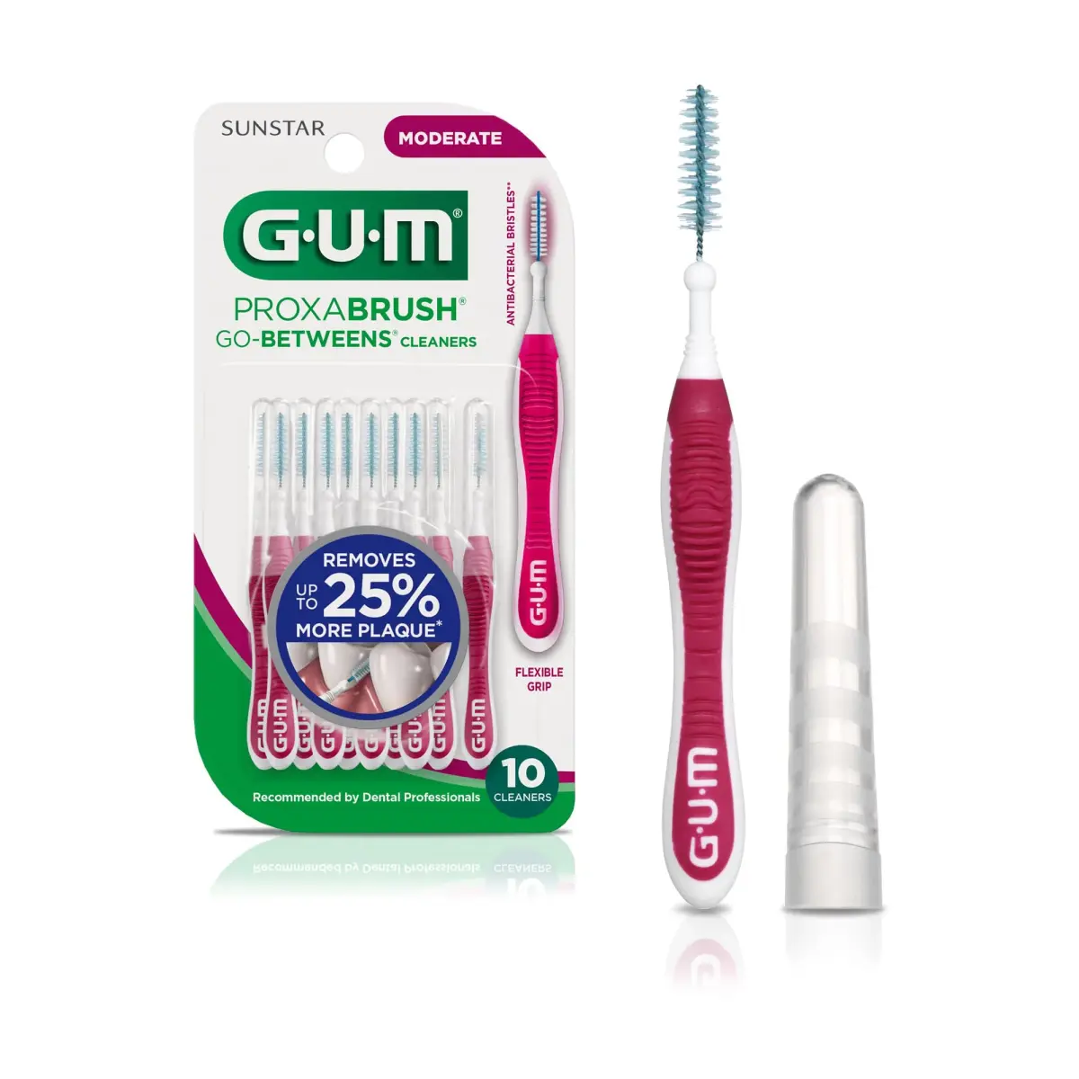 GUM Proxabrush Go-Betweens Moderate Interdental Brushes 10 Count | Clinically Designed for Moderate Spaces - main product image
