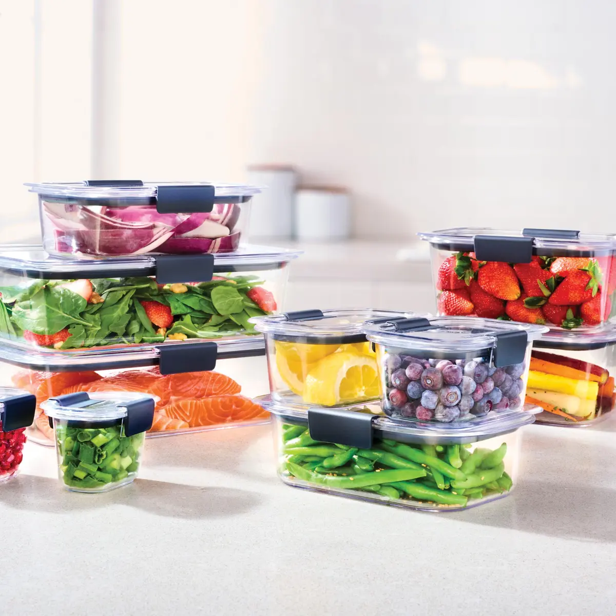 Rubbermaid Brilliance Airtight Food Storage Containers with Lids, Set of 4 (4.7 Cup / 1.1 Litre), BPA-Free Plastic | Stackable Pantry Organizers - view 6