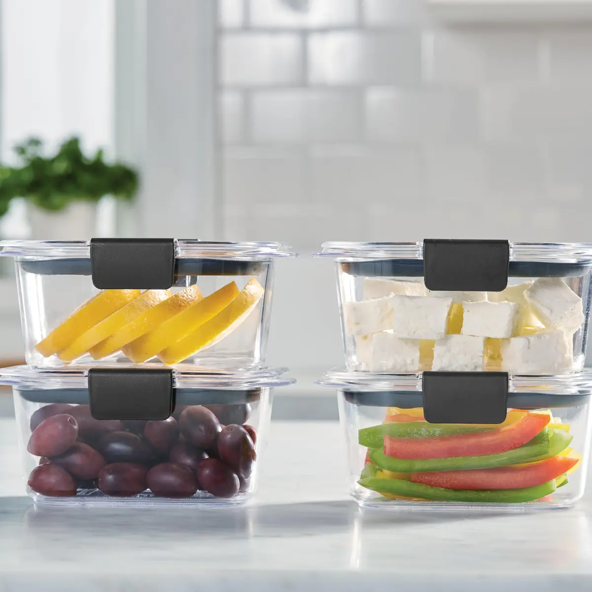 Rubbermaid Brilliance Airtight Food Storage Containers with Lids, Set of 4 (4.7 Cup / 1.1 Litre), BPA-Free Plastic | Stackable Pantry Organizers - view 4