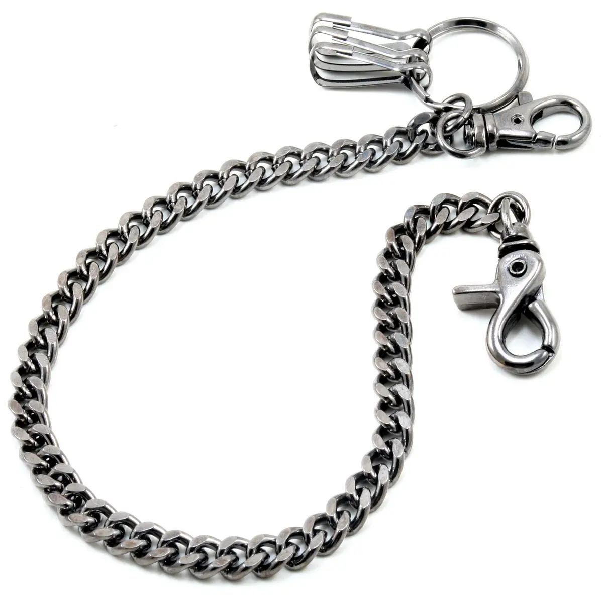 Double K Wallet Chain 21" Black | Heavy Chrome Steel Trucker Leash - main product image