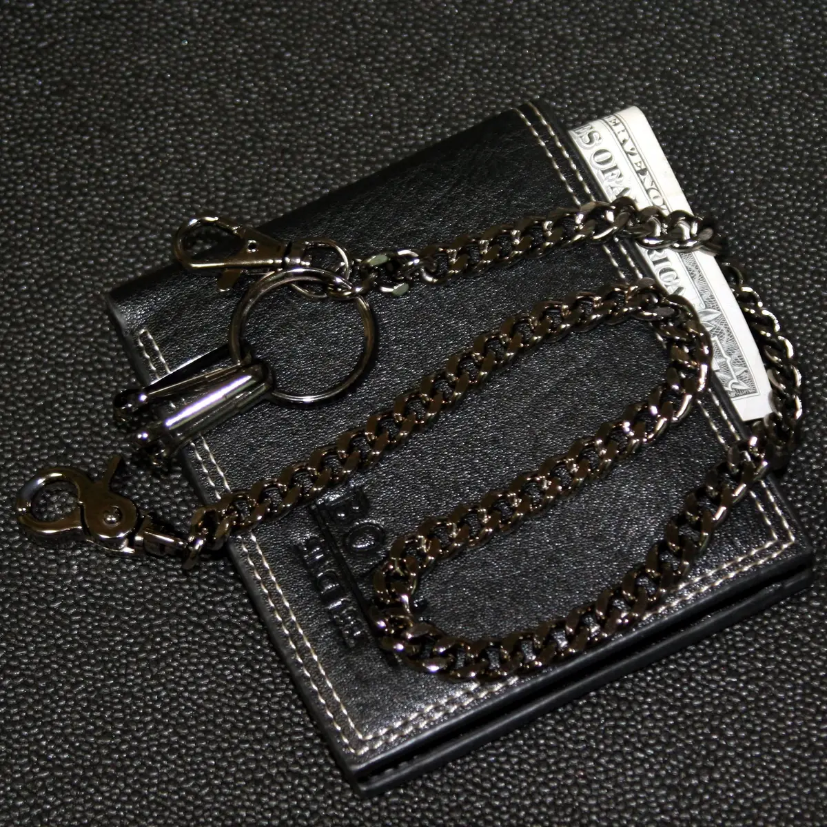 Double K Wallet Chain 21" Black | Heavy Chrome Steel Trucker Leash - view 6