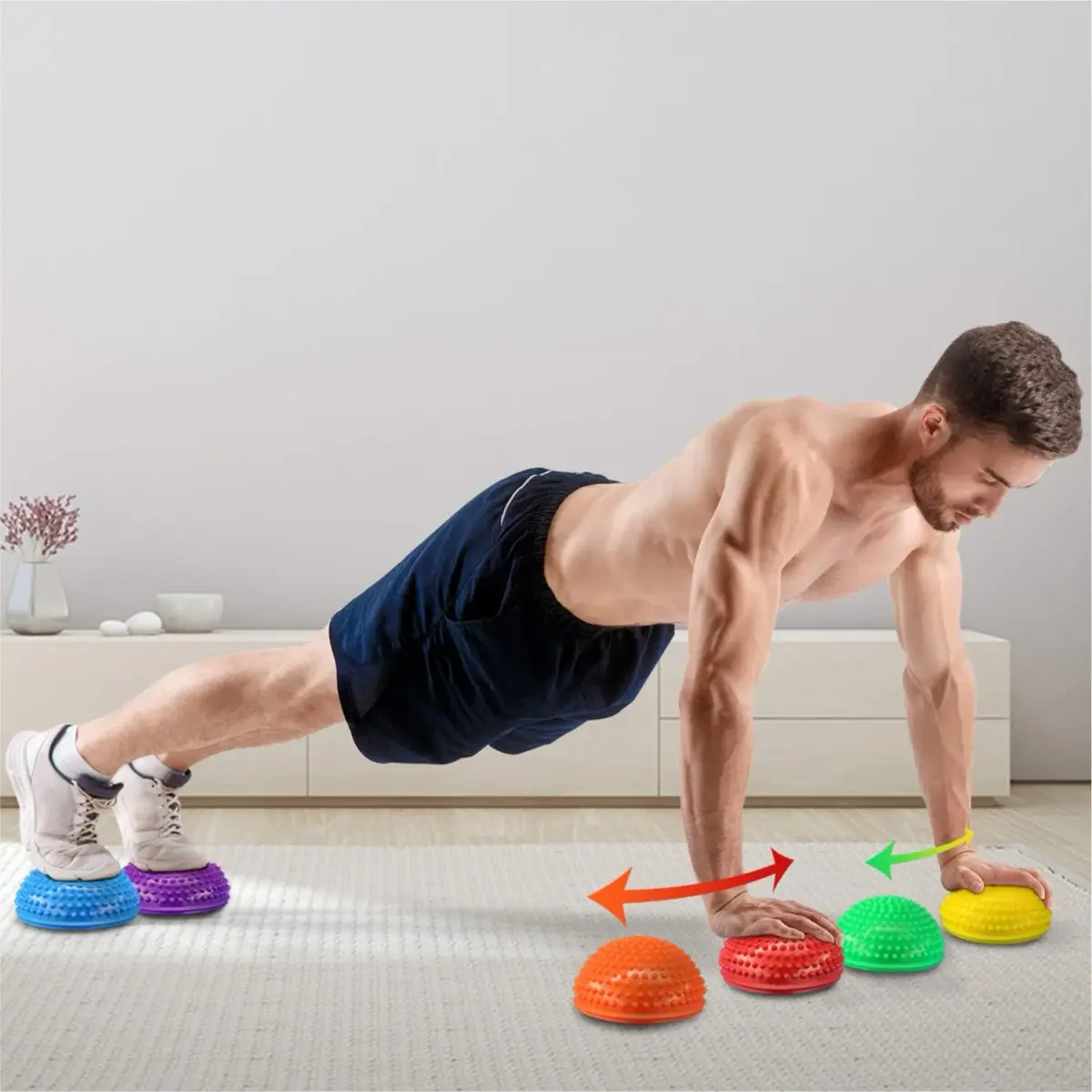 Yes4All Hedgehog Balance Pods Set of 6 with Hand Pump | Core Strength & Stability Trainer for Youth & Adults - view 6