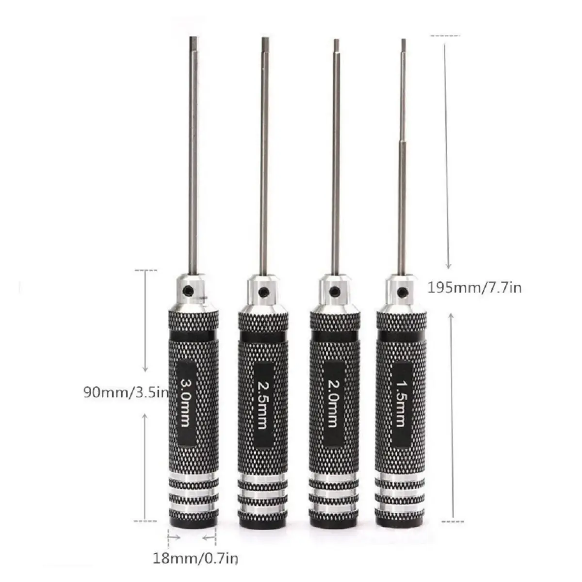 powerday Black Hex Screwdriver Set with 4 Sizes | Precision Tool for RC Models - view 3