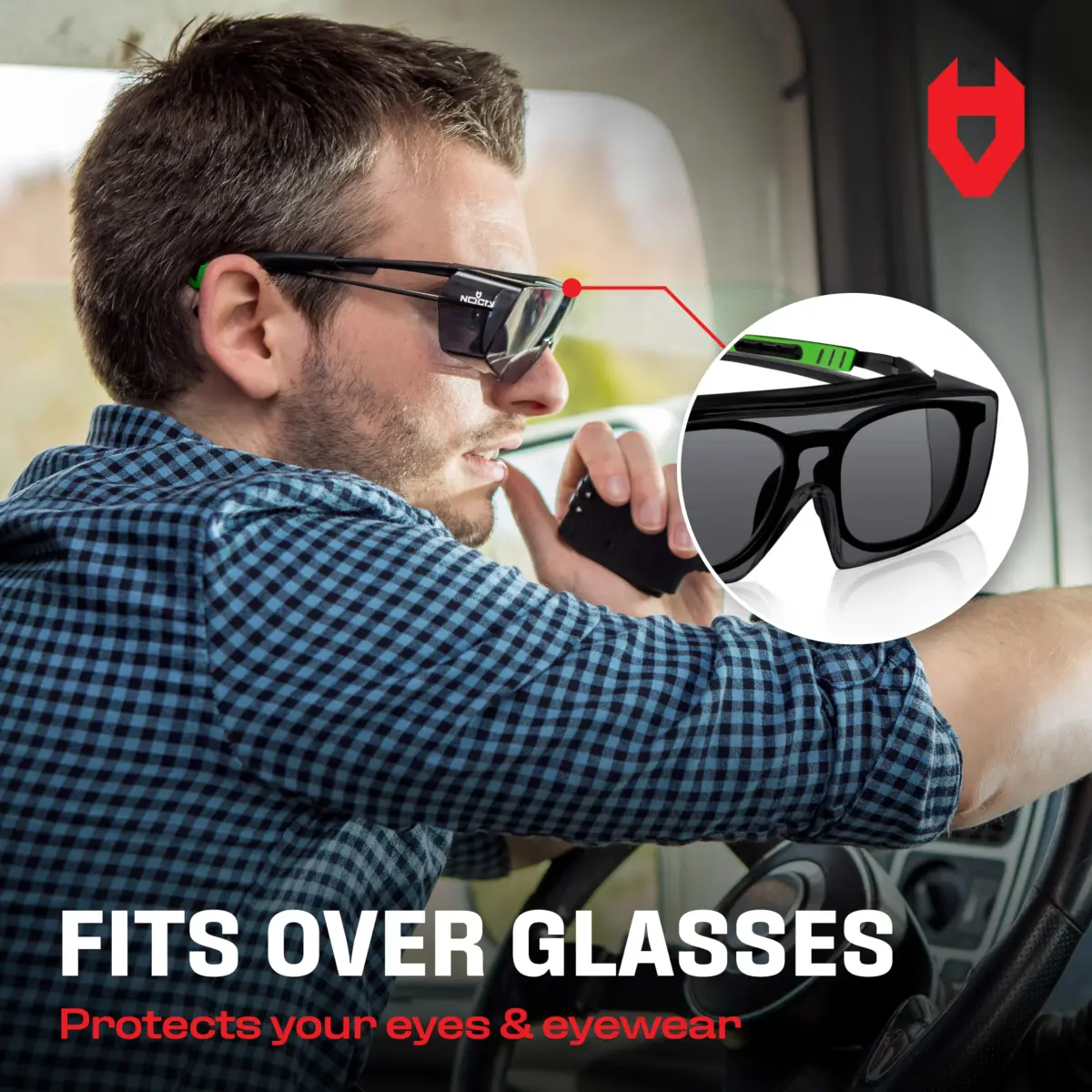 NoCry Tinted Safety Glasses Over Eyeglasses with Anti-Scratch Wraparound Lenses | UV400 ANSI Z87 Certified - view 3