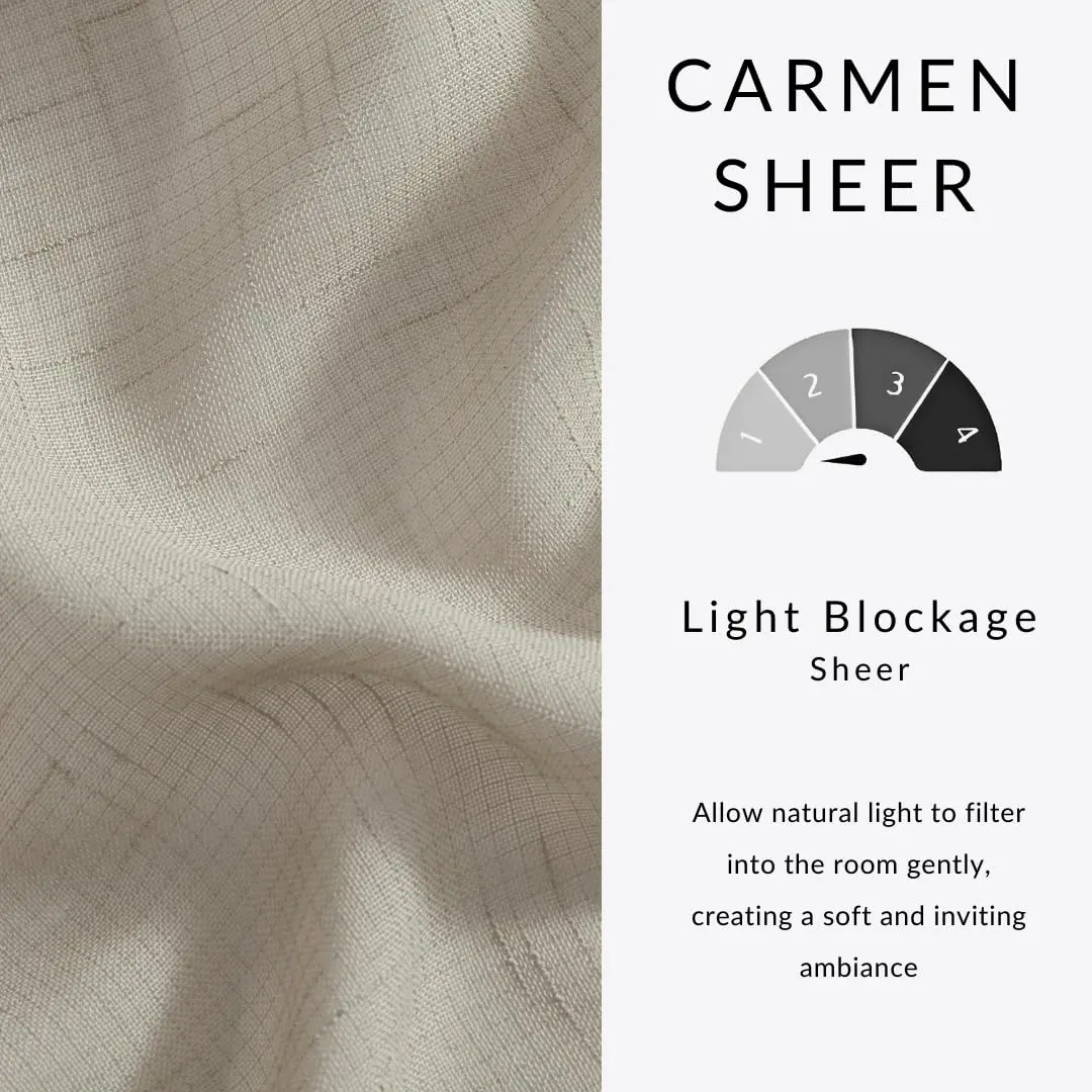 Threadmade Carmen Sheer Extra Wide Indoor/Outdoor Sheer Window Curtain, Natural - 114" W x 108" L | Elegant Privacy & Sun Filter - view 5