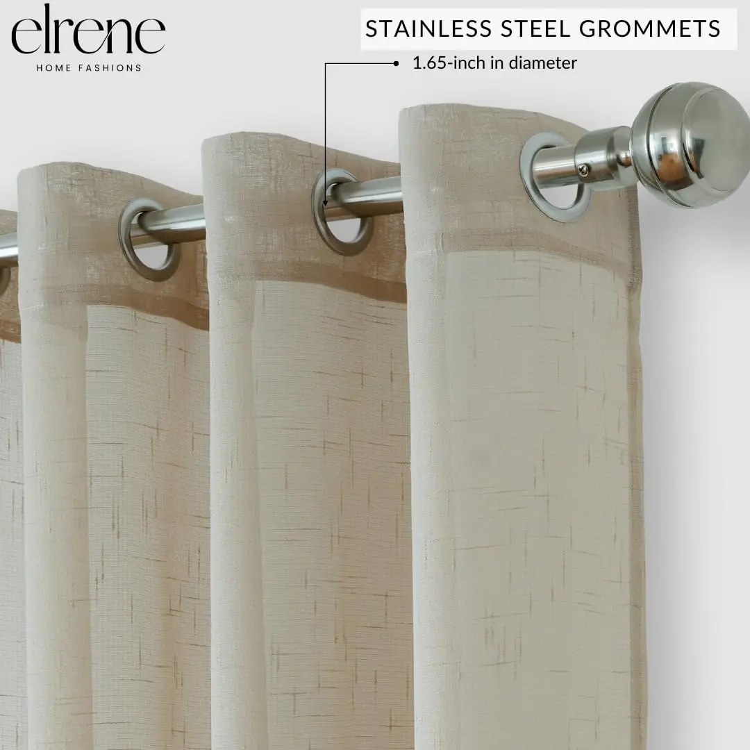 Threadmade Carmen Sheer Extra Wide Indoor/Outdoor Sheer Window Curtain, Natural - 114" W x 108" L | Elegant Privacy & Sun Filter - view 4