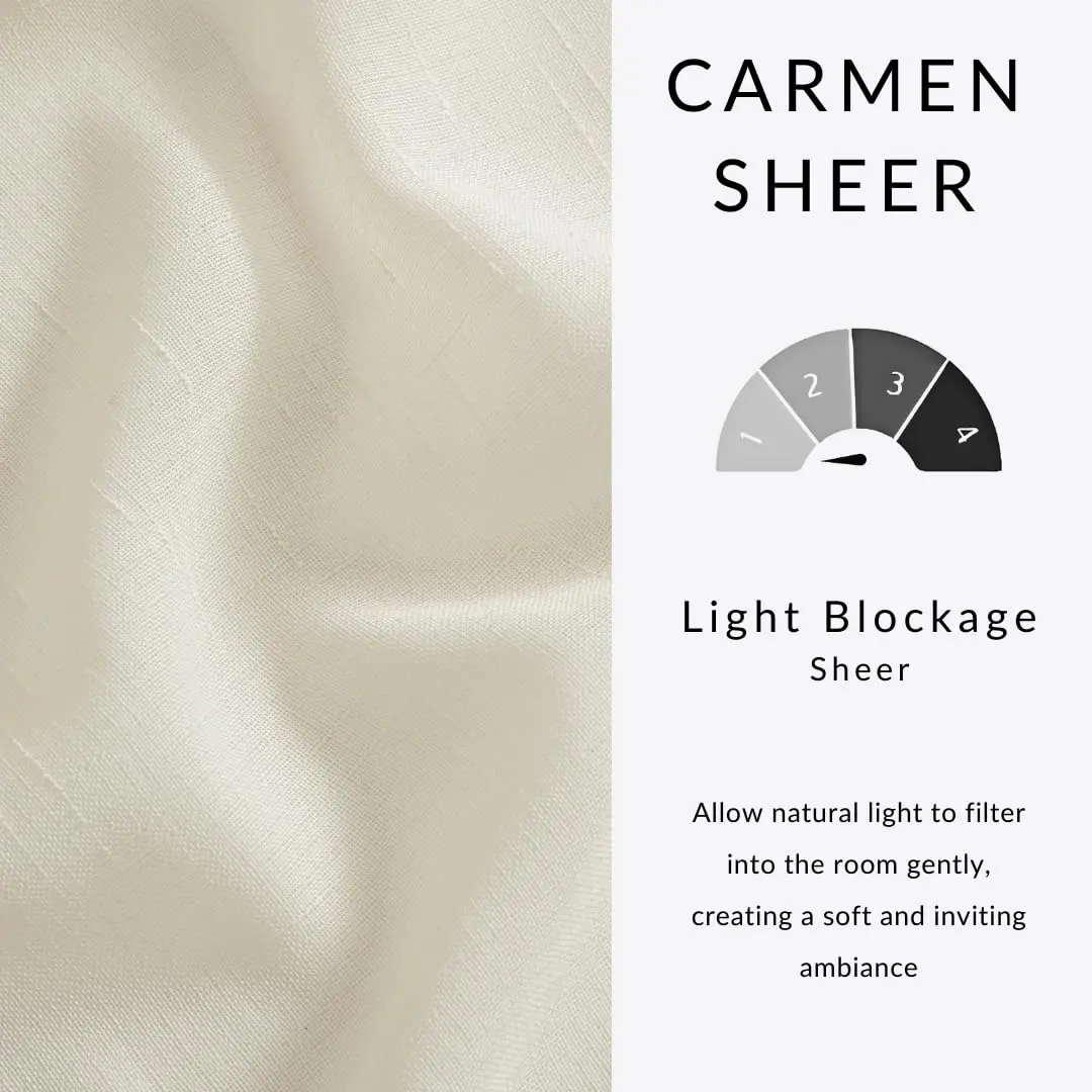 Threadmade Carmen Sheer Extra Wide Indoor/Outdoor Sheer Window Curtain, Ivory - 114" W x 108" L | Elegant Privacy & Sun Filter - view 5