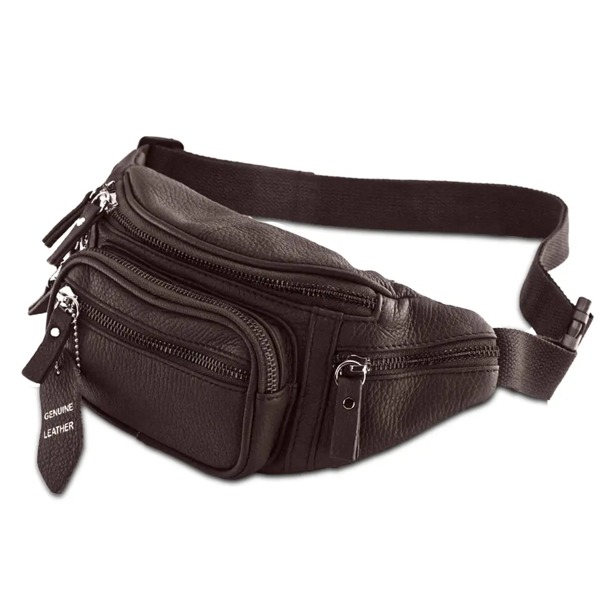 Nabob Leather Fanny Pack Waist Bag for Men & Women | Genuine Cowhide Leather, 6 Pockets, Adjustable Strap, Ideal for Travel & Outdoor - main product image