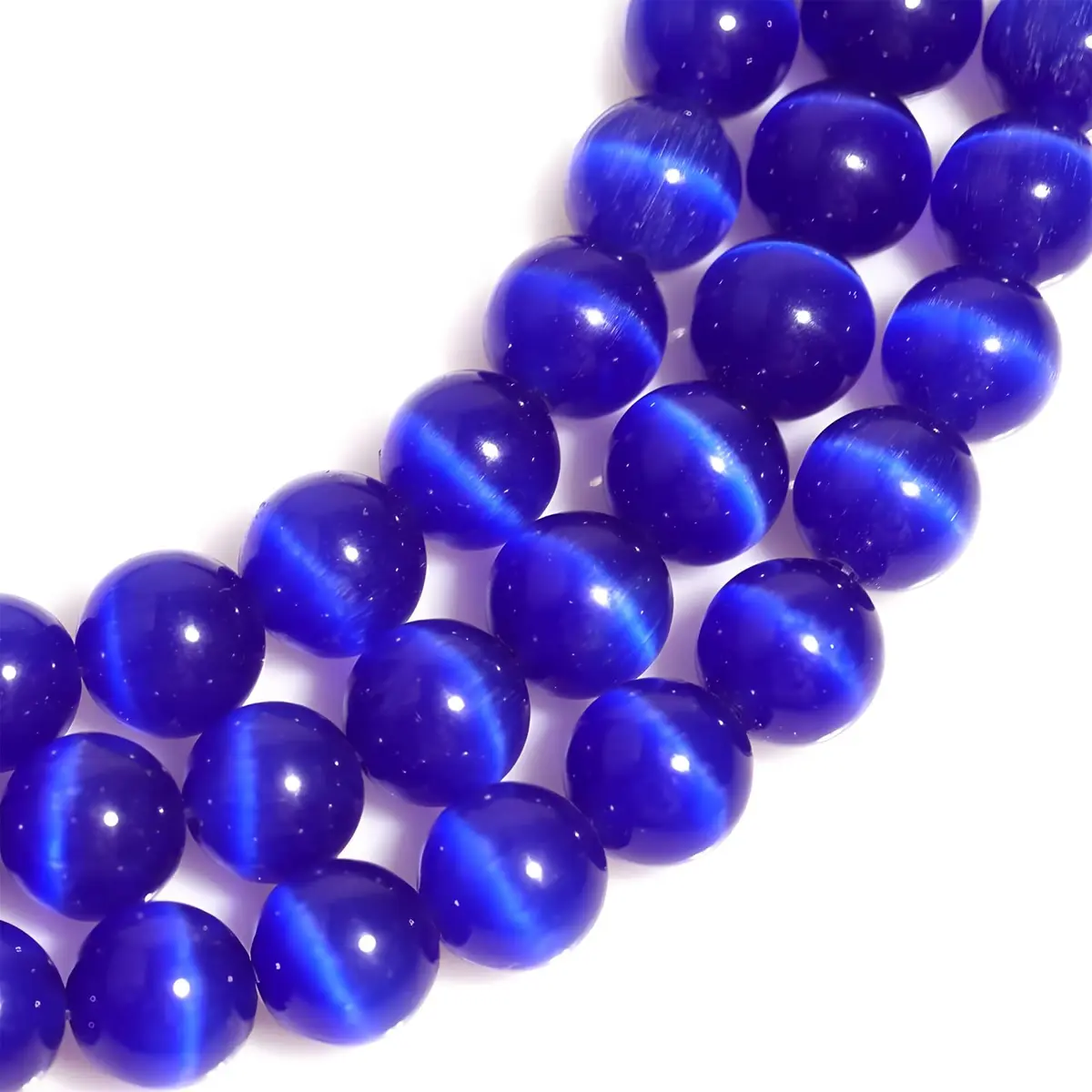 HAAMIIQII Royal Blue Cat Eye Beads 10mm | Luminous Gemstone for Jewelry & Crafts - view 2