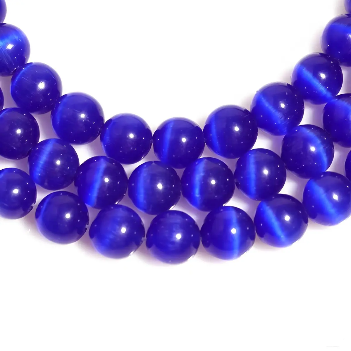 HAAMIIQII Royal Blue Cat Eye Beads 10mm | Luminous Gemstone for Jewelry & Crafts - view 3