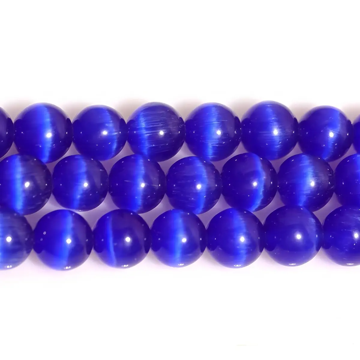 HAAMIIQII Royal Blue Cat Eye Beads 10mm | Luminous Gemstone for Jewelry & Crafts - view 4