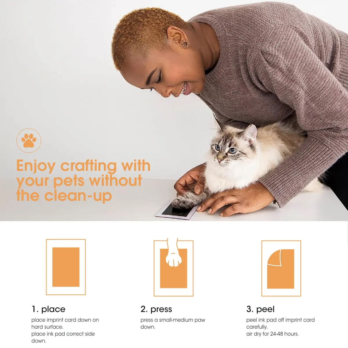 Pearhead Paw Print Clean Touch Ink Pad Kit for Dogs and Cats, Black Ink, 1 Pad & 2 Cards | Mess-Free Pet Keepsake - view 3