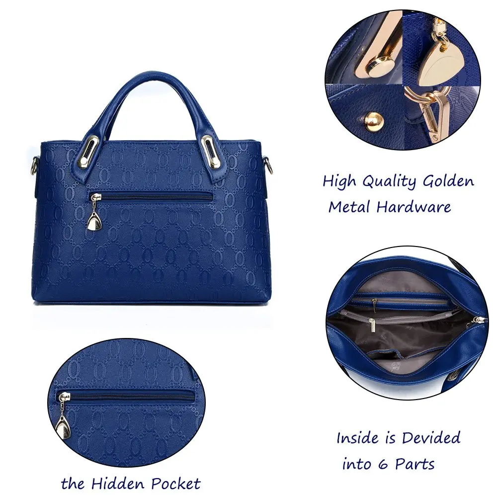 FiveloveTwo Women 4 Pcs Top Handle Satchel Set | Large Tote +Purse +Shoulder Bag+Card Holder in Pink - view 5