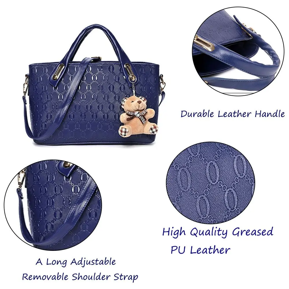 FiveloveTwo Women 4 Pcs Top Handle Satchel Set | Large Tote +Purse +Shoulder Bag+Card Holder in Pink - view 4