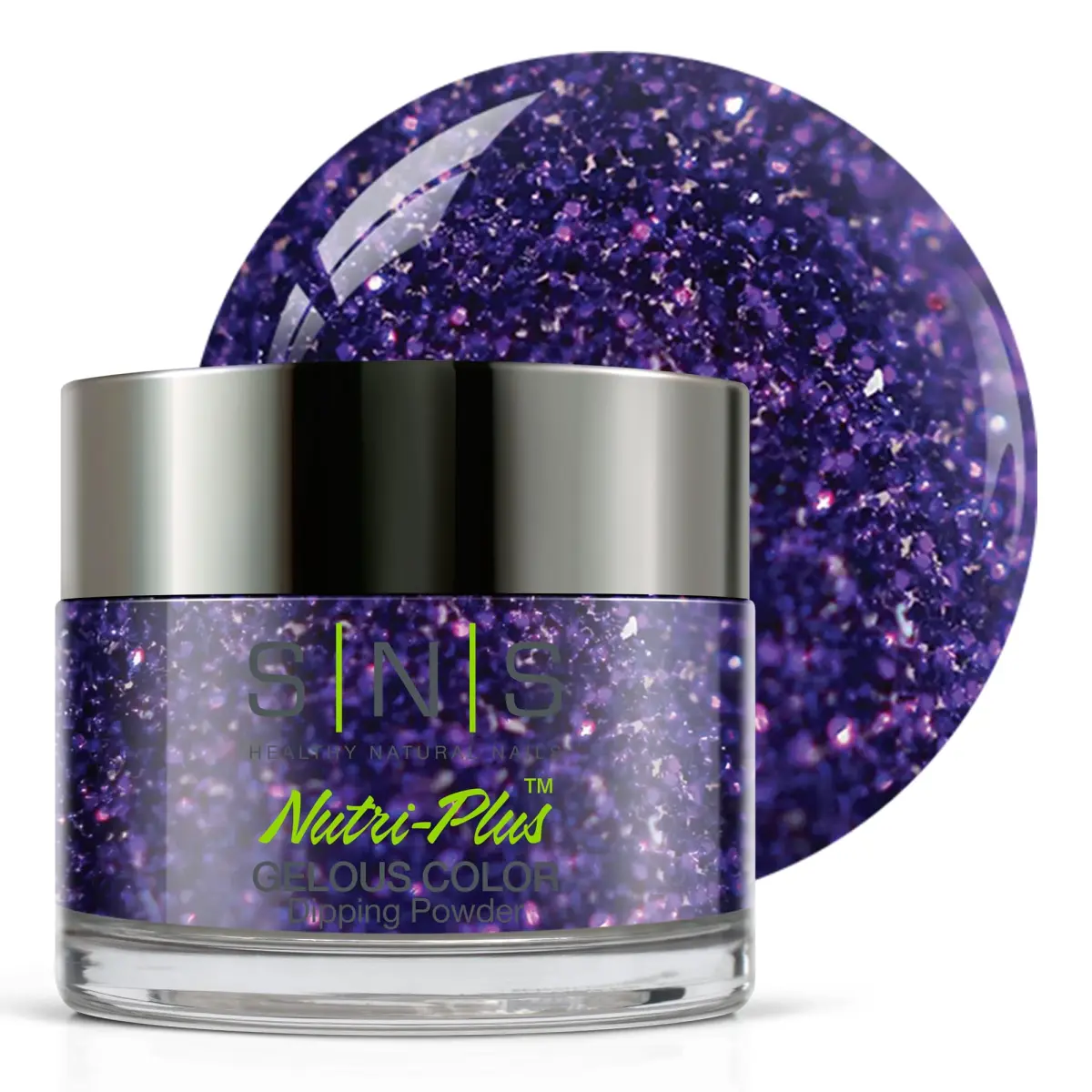 SNS Nail Dip Powder Valedictorian Purple Glitter 29.57ml (1 oz) | Long-Lasting 14-Day Chip-Resistant Color - main product image