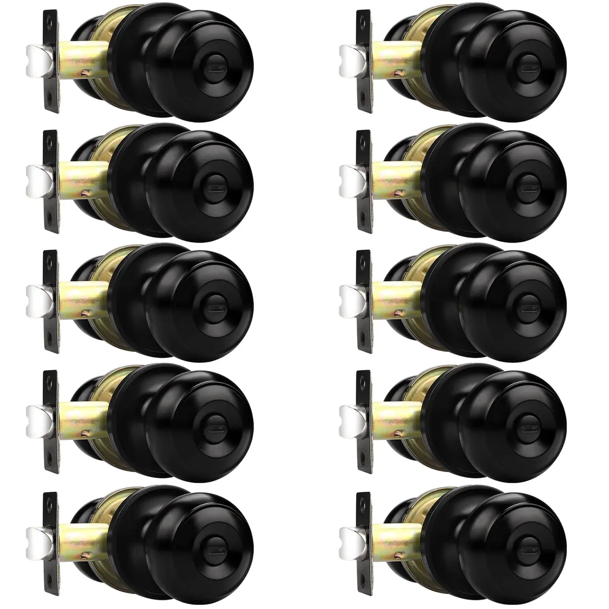 Probrico Black Door Knobs Privacy Interior Door Knob 10 Pack | ANSI Grade 3, Exceeds 200,000 Cycles - main product image