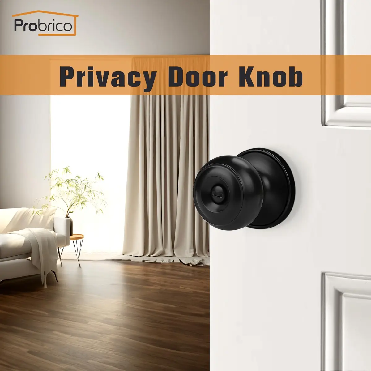 Probrico Black Door Knobs Privacy Interior Door Knob 10 Pack | ANSI Grade 3, Exceeds 200,000 Cycles - view 2